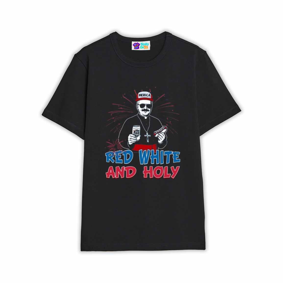 Red White Holly Shirt Pope Leo Xiv 4Th July Shirt Red White Holly Shirt Pope Leo Xiv 4Th July Shirt