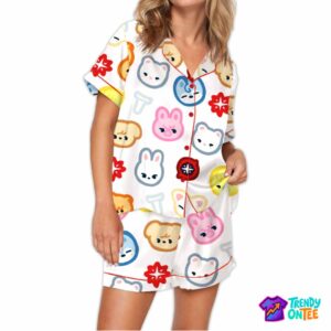 Stray Kid Tour Silky Satin Pajama Set For Women