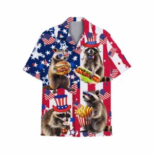 4th of July Raccoon Hawaiian Shirt
