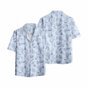 Capybara Floral Blue Hawaiian Shirt