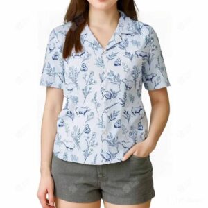 Capybara Floral Blue Hawaiian Shirt
