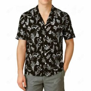 Capybara Floral Dark Hawaiian Shirt