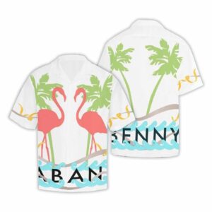 Jason Kelce Wearing Pink Flamingo Hawaiian Shirt 1