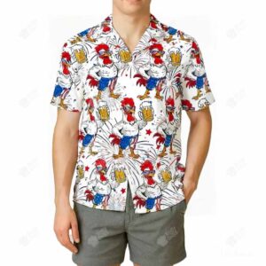 Rooster With Beer 4th of July Hawaiian Shirt