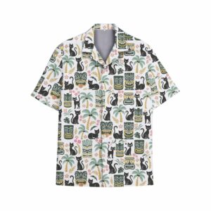 Tiki Mask Black Cat Hawaiian Shirt