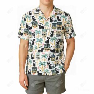 Tiki Mask Black Cat Hawaiian Shirt