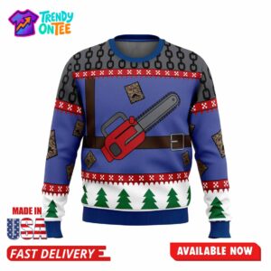 Ash J Williams Chainsaw Weave Ugly Christmas Sweater