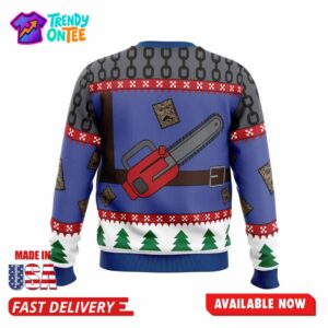 Ash J Williams Chainsaw Weave Ugly Christmas Sweater