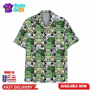 Cute Green Frog Hawaiian Shirt