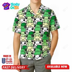 Cute Green Frog Hawaiian Shirt