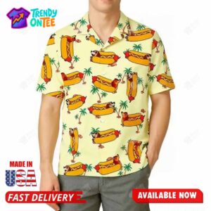 Funny Dachshund Hotdog Hawaiian Shirt