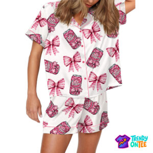 Pink Coquette Pepper Satin Pajama Set For Women