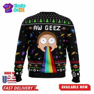 Aw Geez Rick and Morty Ugly Christmas Sweater