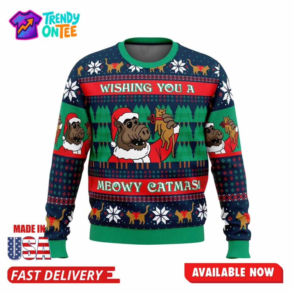 Meowy Catmas Alf Ugly Christmas Sweater