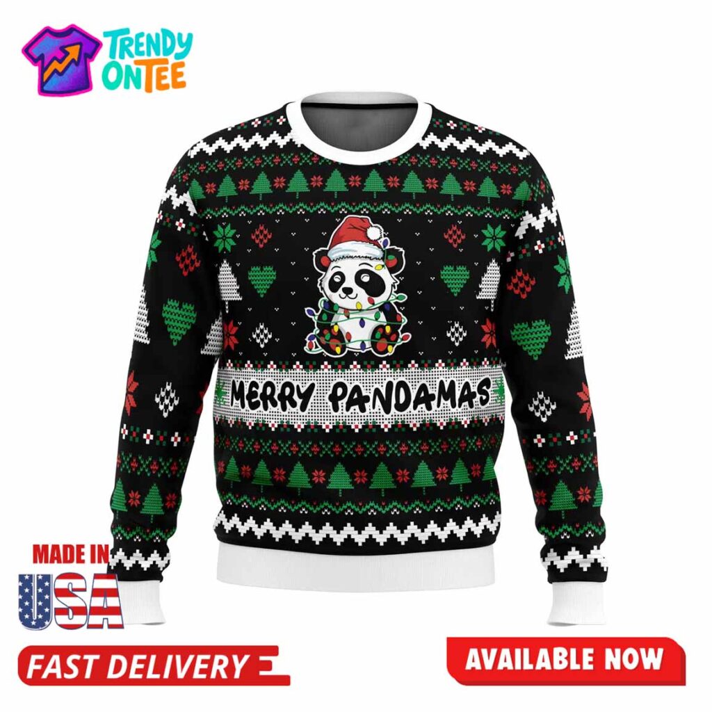 Merry Pandamas Ugly Christmas Sweater Merry Pandamas Ugly Christmas Sweater