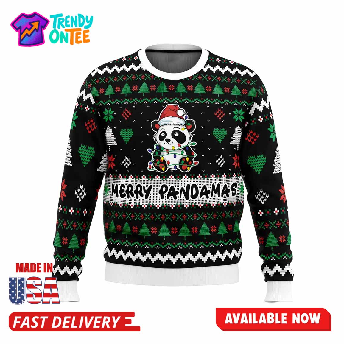 Merry Pandamas Ugly Christmas Sweater Merry Pandamas Ugly Christmas Sweater