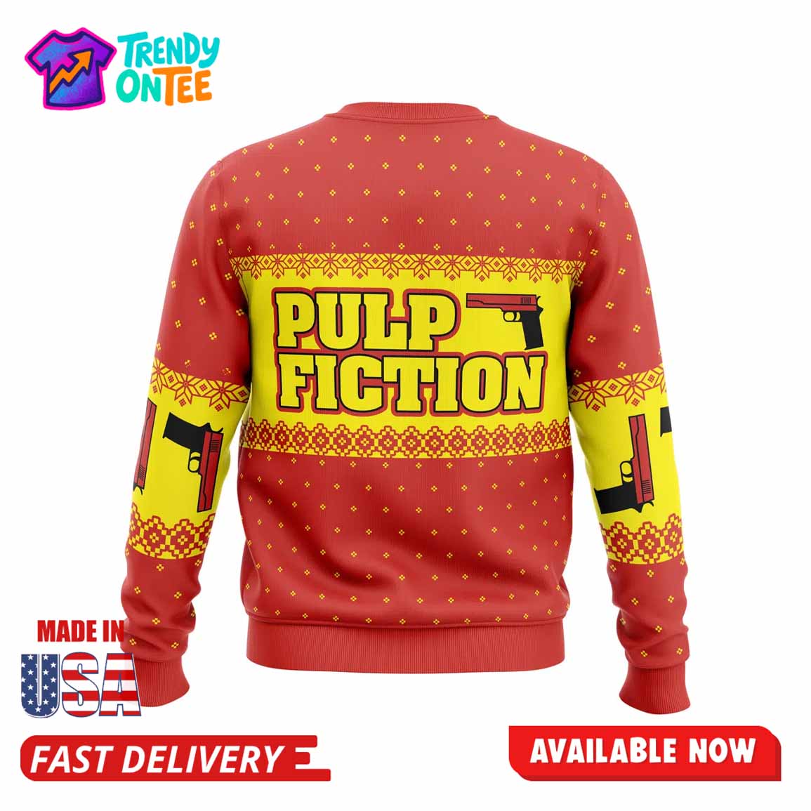 Merry Xmas Again Pulp Fiction Ugly Christmas Sweater Merry Xmas Again Pulp Fiction Ugly Christmas Sweater