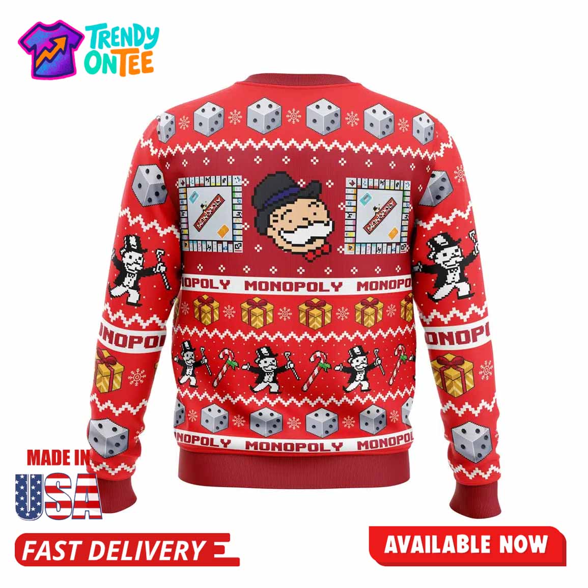 Monopoly Board Games Ugly Christmas Sweater Monopoly Board Games Ugly Christmas Sweater