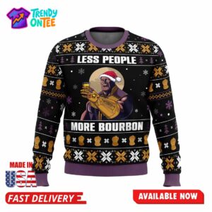 Thanos Less People More Bourbon Ugly Christmas Sweater