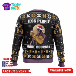 Thanos Less People More Bourbon Ugly Christmas Sweater