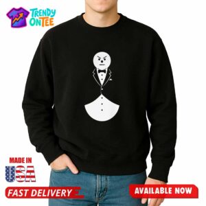 Uber Tanner Wearing Angry Snow Man Tuxedo Shirt