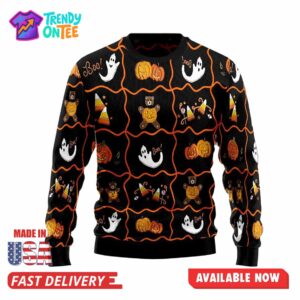 Boo Ghost Halloween Ugly Sweater