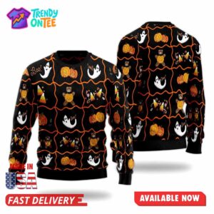 Boo Ghost Halloween Ugly Sweater