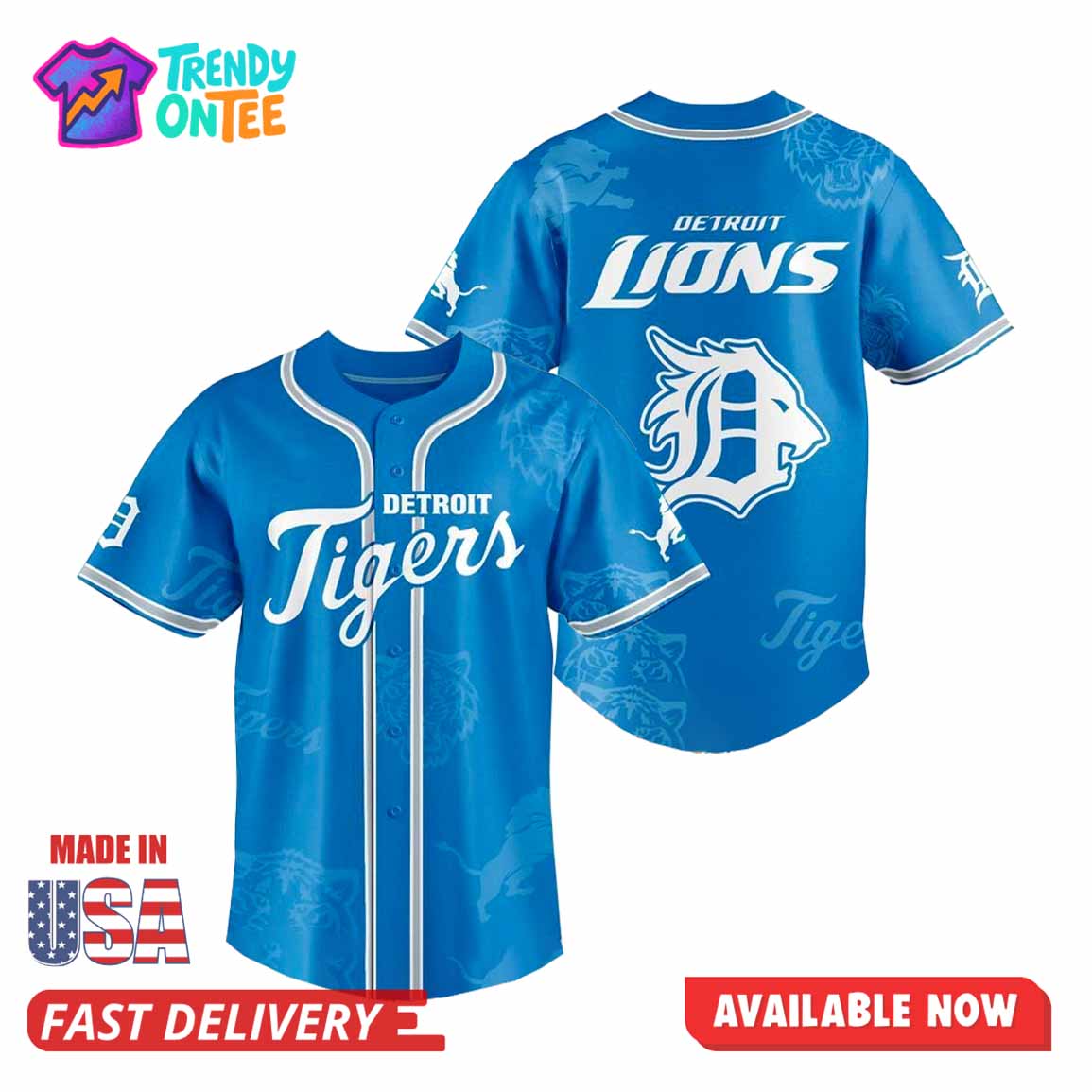 Detroit Tigers x Detroit Lions Jersey Detroit Tigers x Detroit Lions Jersey