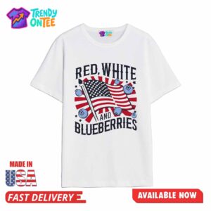 Red, White And Blueberries America Flag Shirt