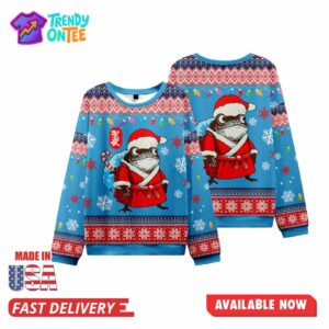 Christmas Frog Blue Ugly Christmas Sweater