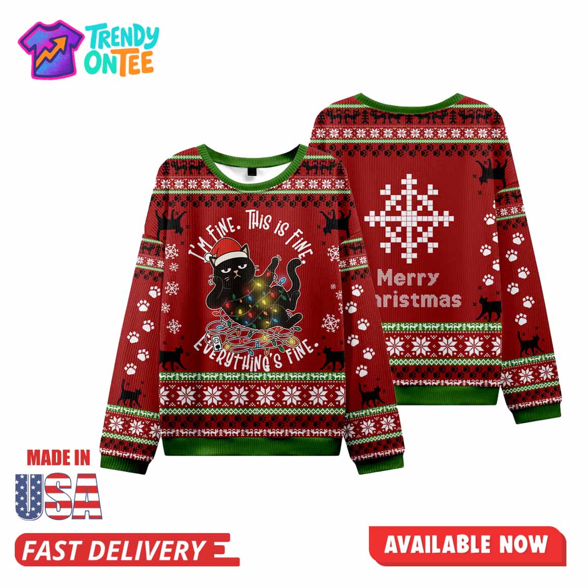I'm Fine This Is Fine Everything Is Fine Ugly Christmas Sweater I'm Fine This Is Fine Everything Is Fine Ugly Christmas Sweater