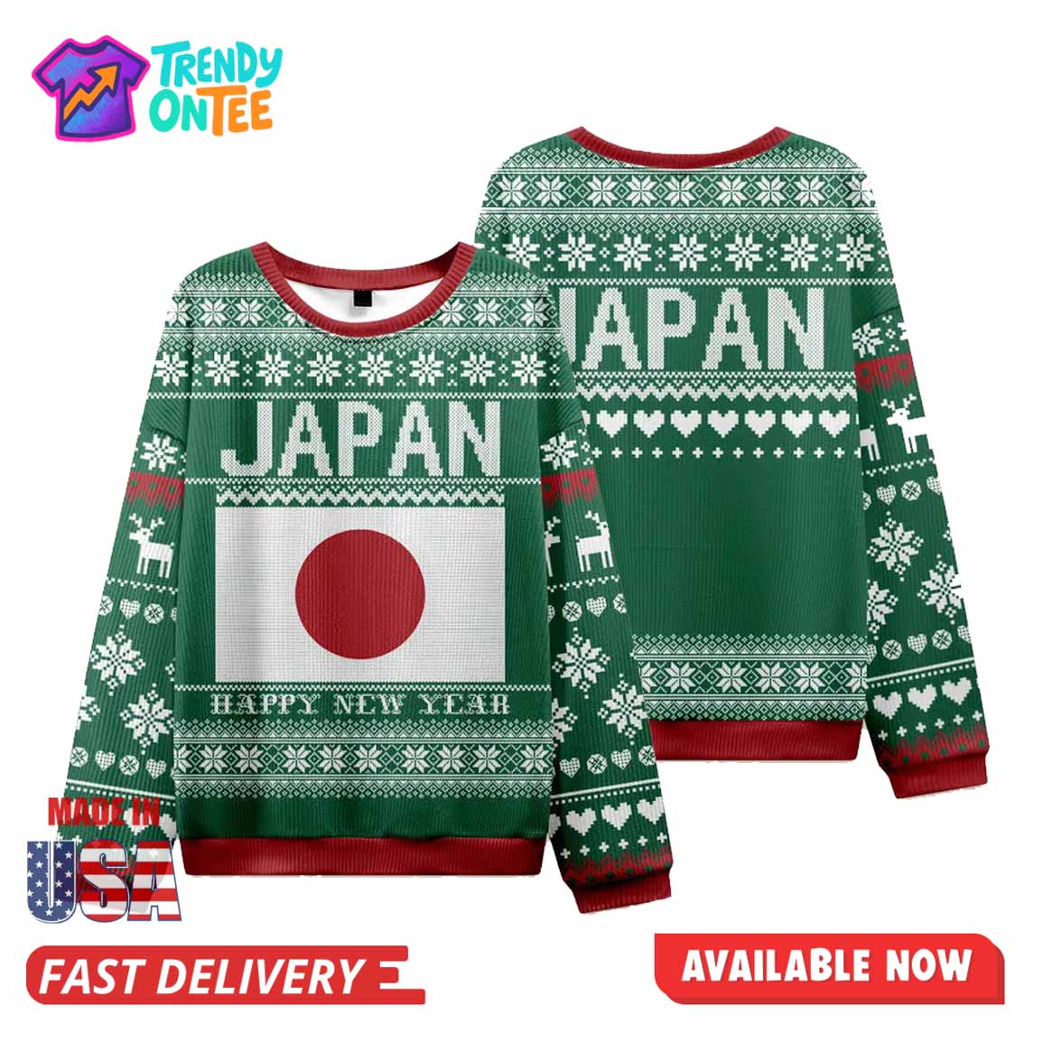 Japan Flag Christmas Ugly Sweater Japan Flag Christmas Ugly Sweater