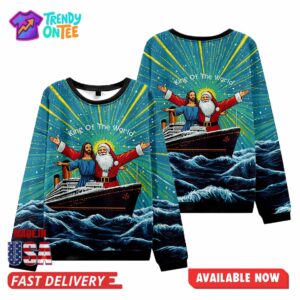 Jesus And Santa King Of The World Ugly Christmas Sweater