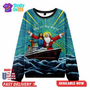 Jesus And Santa King Of The World Ugly Christmas Sweater