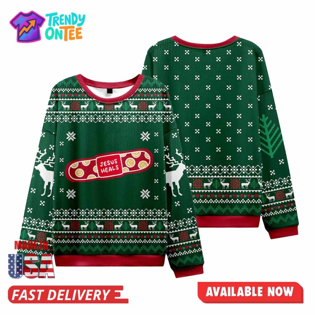 Jesus Heals Ugly Christmas Sweater Jesus Heals Ugly Christmas Sweater