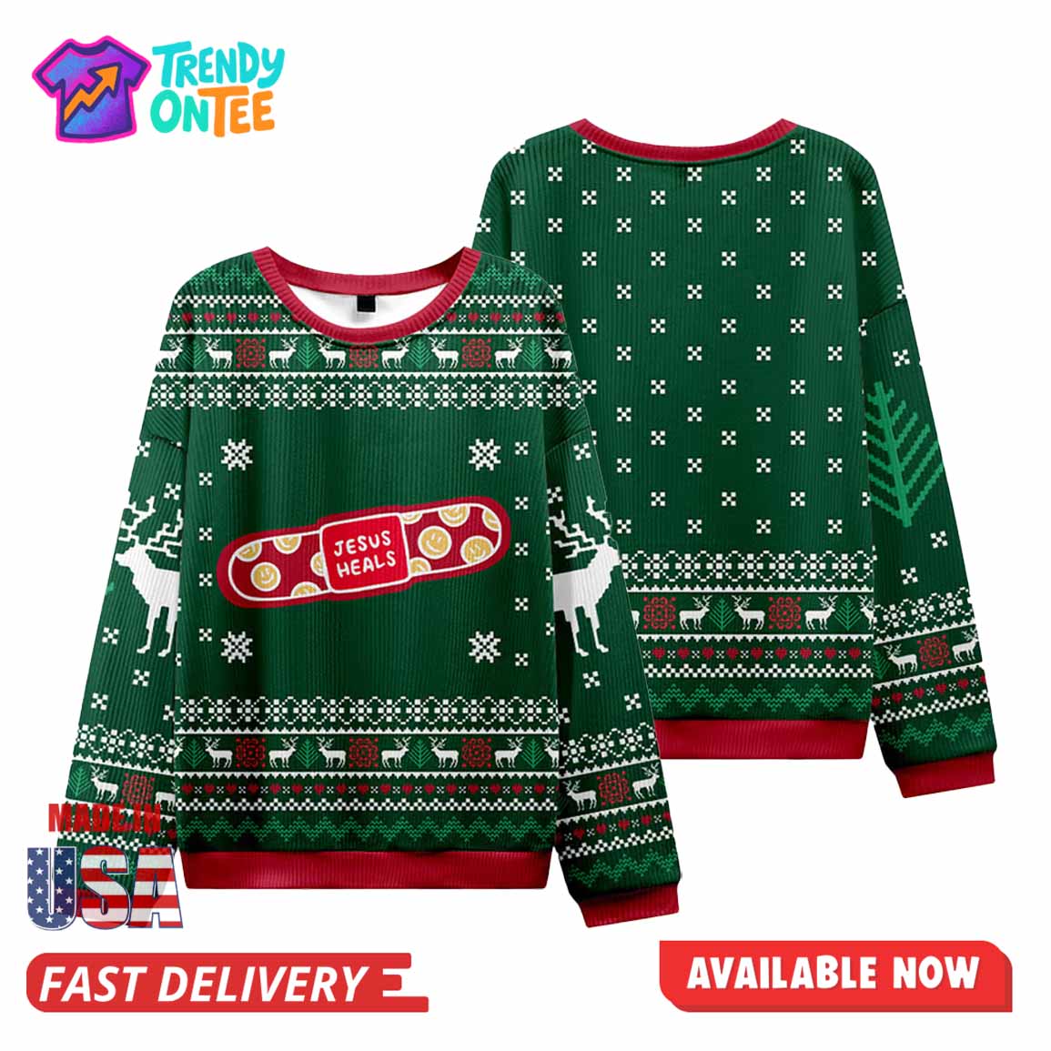 Jesus Heals Ugly Christmas Sweater Jesus Heals Ugly Christmas Sweater