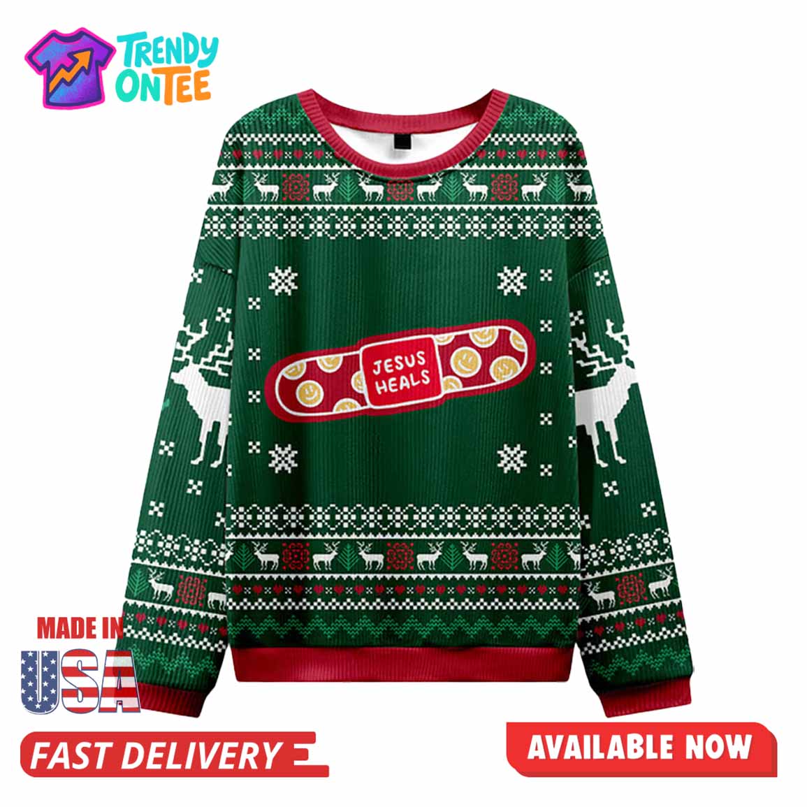 Jesus Heals Ugly Christmas Sweater Jesus Heals Ugly Christmas Sweater