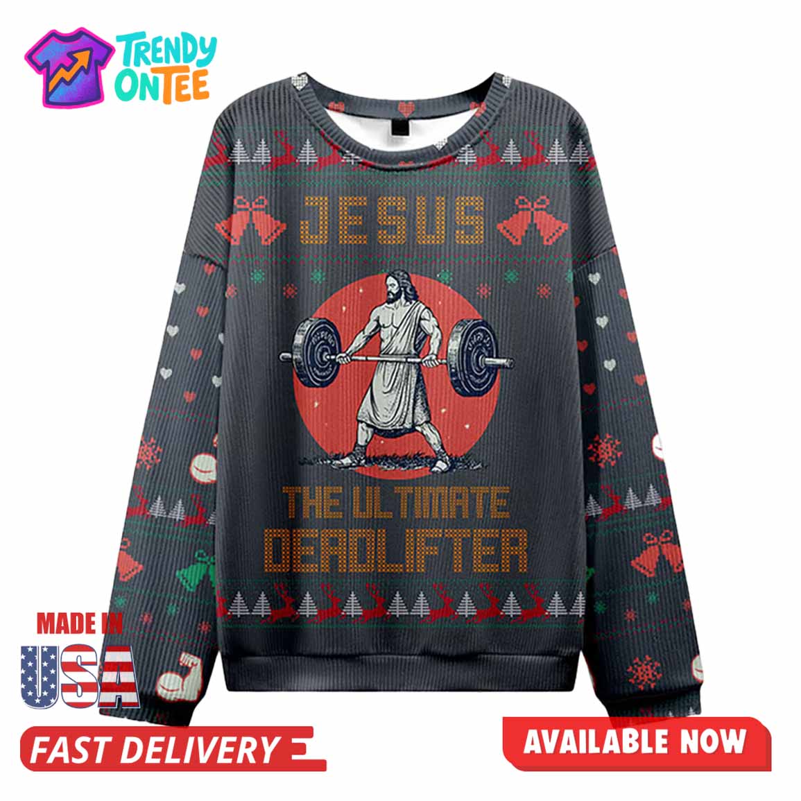 Jesus The Ultimate Deadlifter Ugly Christmas Sweater Jesus The Ultimate Deadlifter Ugly Christmas Sweater