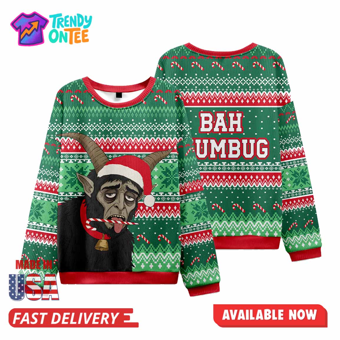 Krampus Bah Humbug Funny Holiday Christmas Ugly Sweater Krampus Bah Humbug Funny Holiday Christmas Ugly Sweater