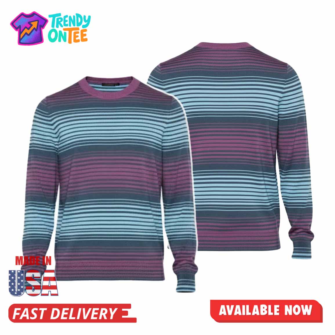 Leo Stark Purple And Blue Stripes Sweater Leo Stark Purple And Blue Stripes Sweater