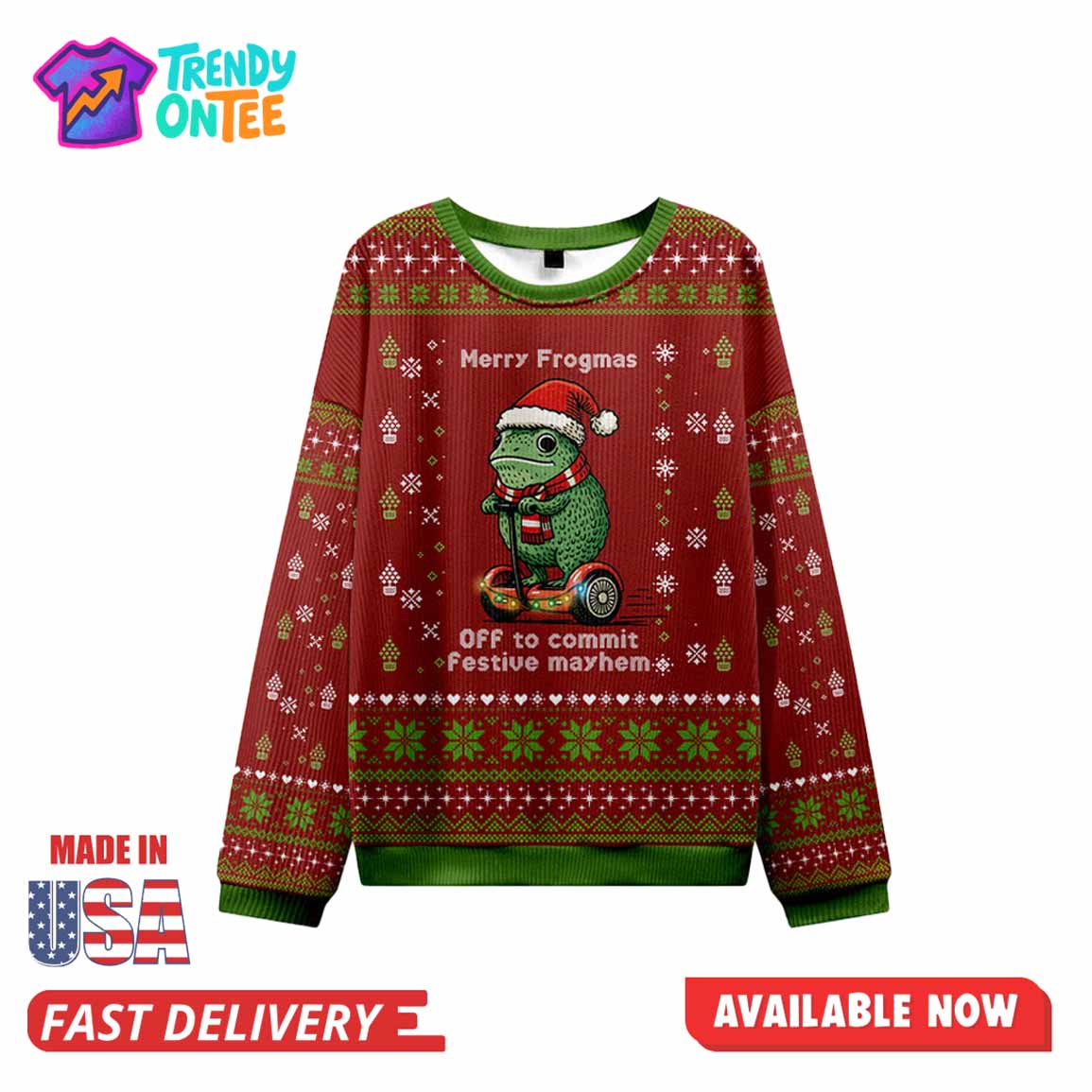Merry Frogmas OFF to Commit Festiue Mayhem Ugly Christmas Sweater Merry Frogmas OFF to Commit Festiue Mayhem Ugly Christmas Sweater
