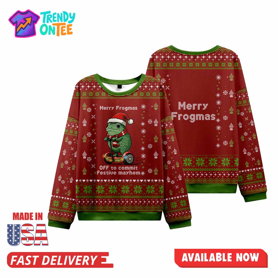 Merry Frogmas OFF to Commit Festiue Mayhem Ugly Christmas Sweater Merry Frogmas OFF to Commit Festiue Mayhem Ugly Christmas Sweater