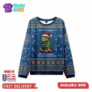 Merry Frogmas OFF to Commit Festive Mayhem Ugly Christmas Sweater