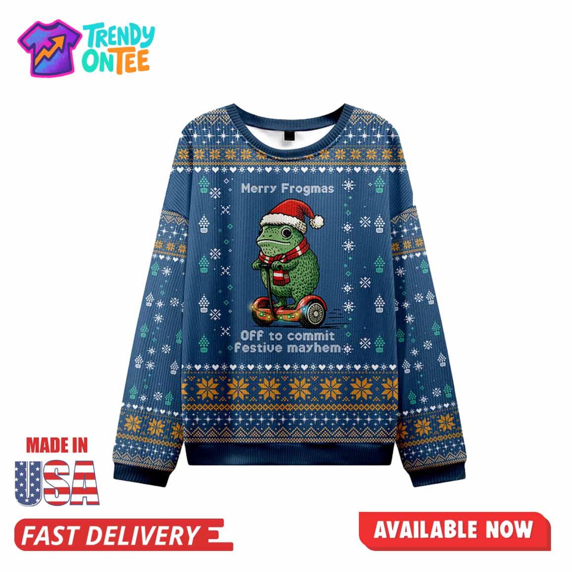 Merry Frogmas OFF to Commit Festive Mayhem Ugly Christmas Sweater Merry Frogmas OFF to Commit Festive Mayhem Ugly Christmas Sweater