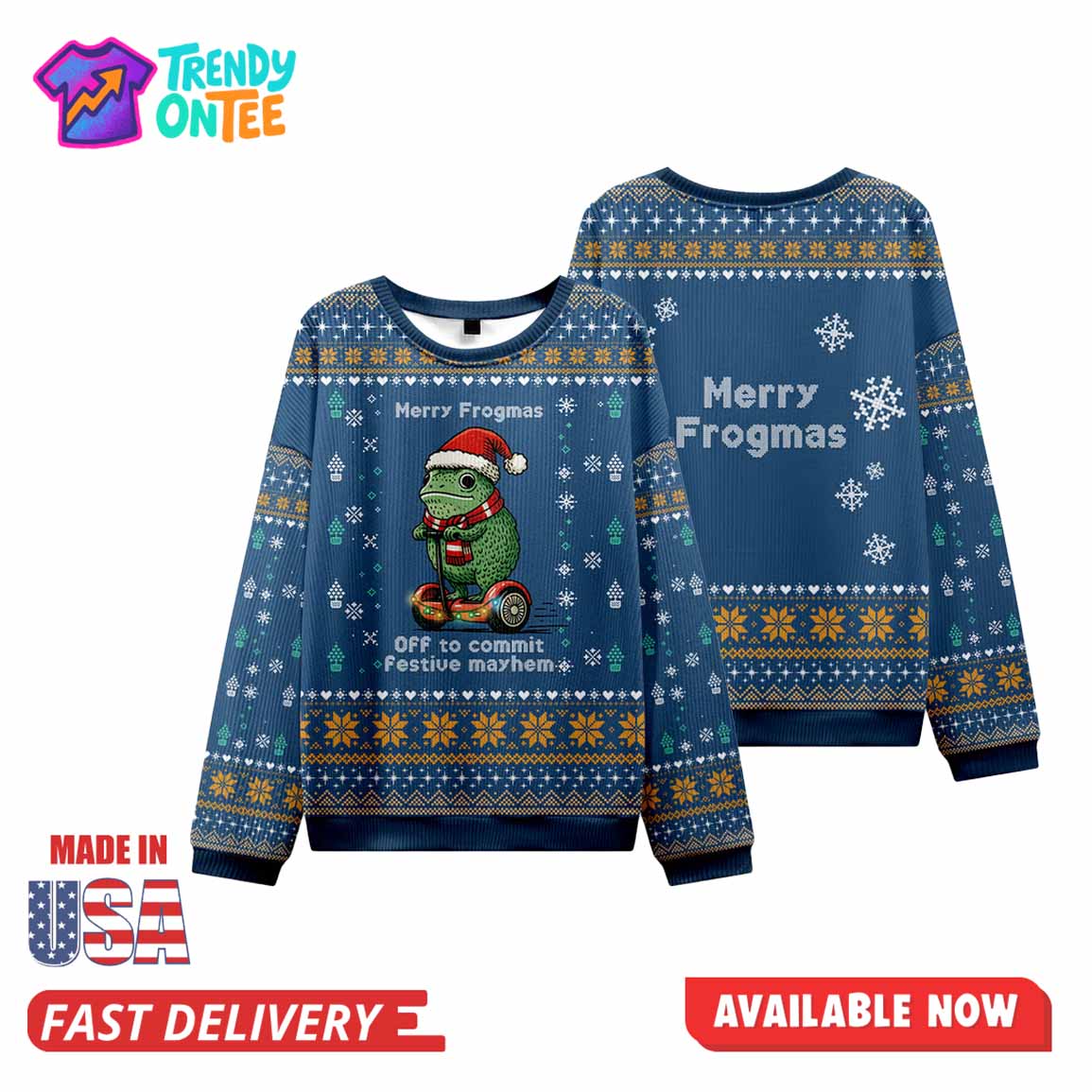 Merry Frogmas OFF to Commit Festive Mayhem Ugly Christmas Sweater Merry Frogmas OFF to Commit Festive Mayhem Ugly Christmas Sweater