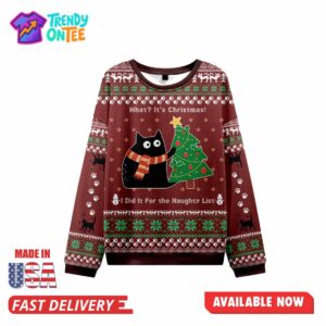 Red Cats and Christmas Tree Ugly Christmas Sweater