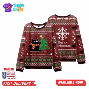 Red Cats and Christmas Tree Ugly Christmas Sweater