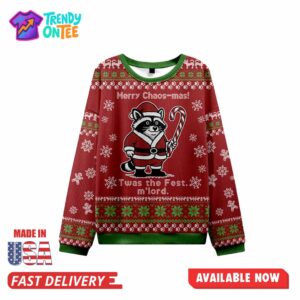 Red Funny Cat Ugly Christmas Sweater