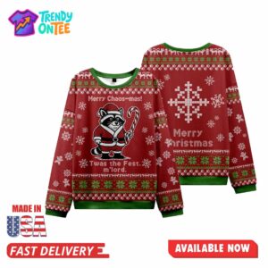 Red Funny Cat Ugly Christmas Sweater