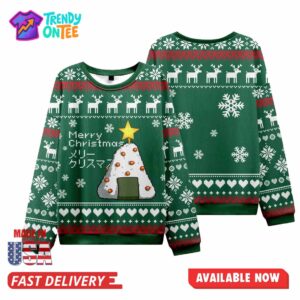 Rice Ball Japanese Green Ugly Christmas Sweater